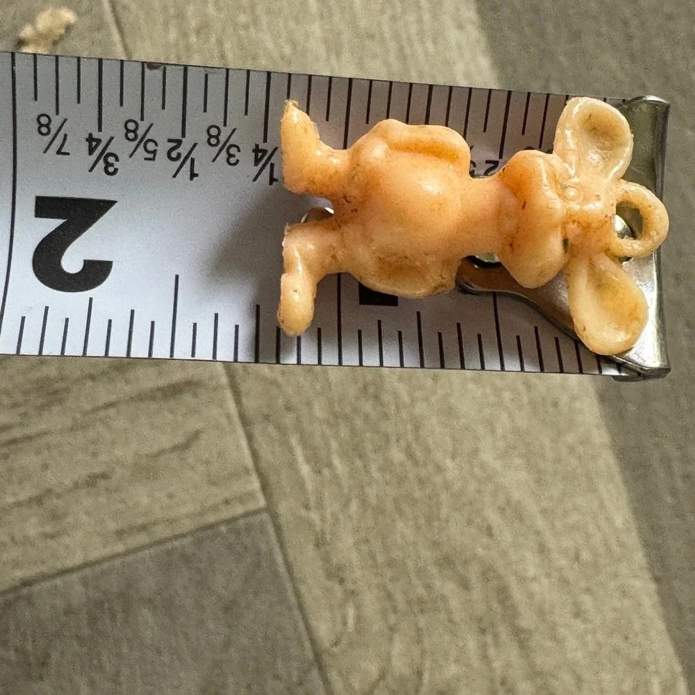 Vintage Plastic Mouse Charm Miniature Standing Animal Figure Peach Kitsch Oddity